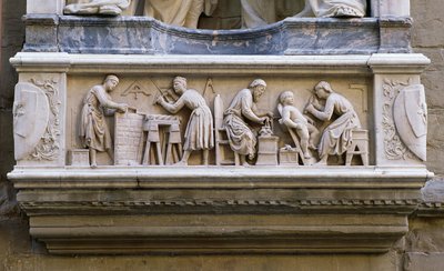 Relief Depicting Artists and Craftsmen at Work, from the Base of the Niche Depicting the Quattro Coronati by Nanni di Banco